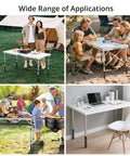 Knockout Black Table Leg Extenders And Adjustable Height Risers For Folding Tables used in outdoor and indoor settings for versatile applications.