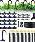 All In One One Fourth Inch Drip Irrigation Kit With Hundred Foot Tubing And Sixteen Adjustable Copper Nozzles Automatic Atomizing Mist Sprinkler System for Garden Raised Beds Lawn Greenhouse And Patio layout