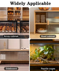 Array cabinet, bowl cabinet, sideboard, and reptile cages showcasing versatile storage solutions