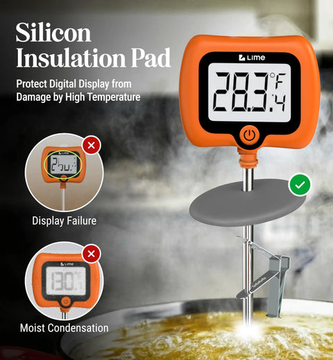 Hands Free Digital Candy Thermometer With Pot Clip, 10 Inch Stainless Steel Probe, Easy LCD Display over boiling pot