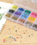 Super Dope 810 Piece Assorted Color Map Push Pins With Heavy Duty Stainless Steel Needles And Vivid Plastic Balls in organizer box.