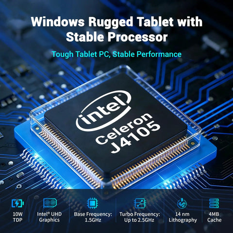 Built Like A Tank Rugged Tablet PC Running Windows 11 Pro On A Crisp 10.1 Inch Sunlight Readable Screen with Intel Celeron J4105.
