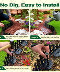No Dig Landscape Edging Kit 50 Feet Flexible Plastic Lawn Border installation steps with 80 spikes and garden edging