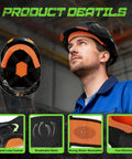 Image showing a man wearing a helmet with a Hard Hat Sweatband 5 Pack Washable Replacement Liner For Welding Helmets And Hard Hats Flame Retardant Cotton Construction Gear Fits Most Hats Men On The Job, with details like breathable mesh and fine stitching displayed.