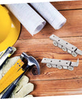 Smooth Glide Sliding Barn Door Track Kit Manganese Steel Wheels Heavy Duty Hardware Set with tools on wooden surface.