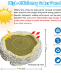 Solar Powered Bird Bath Fountain With Five Nozzles, Resin Granite Rock Look, showing solar panel efficiency and design.