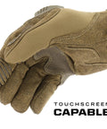 Touchscreen detail of M-Pact Tactical Gloves With Secure Fit, Touchscreen Capable Dexterity, 0.8mm Synthetic Leather, Brown, Large