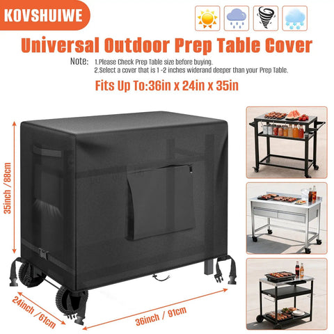 36 Inch Outdoor Prep Table Cover Heavy Duty Waterproof All Weather Shield For Portable Tables And Storage Carts installed