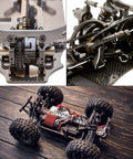 16T aluminum spur gear for RC cars and gearbox on RC vehicle chassis.