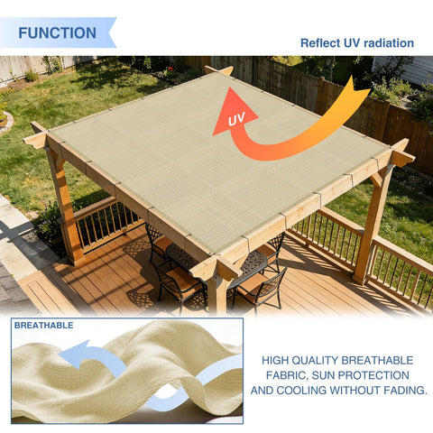 20x40 Sun Shade Sail Straight Edge Rectangle Canopy With D Ring Grommets UV Block for outdoor pergola showcasing breathability
