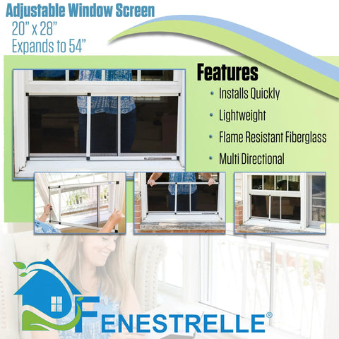 Image showing packaging of Expandable Window Screen Pack Of 2 For Double Hung And Sliding Windows, Fits 20 Inches High By 28 To 54 Inches Wide