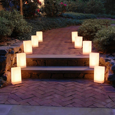 White Plastic Luminaria Lanterns Pack Of 100 With Printed Design For Indoor And Outdoor Use All Weather Ready Pathway Lighting