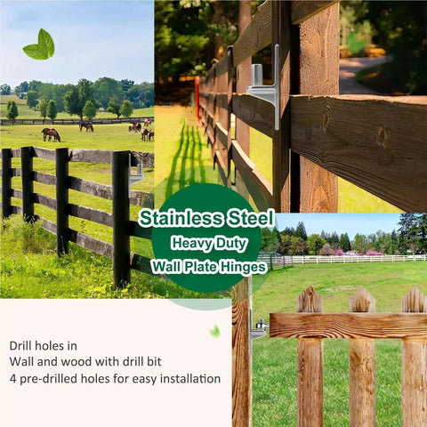 Stainless steel wall-mount detachable hinge set; 2 male and 2 female, 5/8 in, 600 lb capacity, for gates and doors