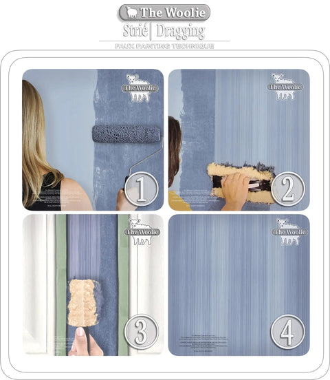 Faux Painting Starter Toolkit For Beginners Full Sized 9.75 By 5 Inch Set With Three Quarters Inch Nap Sheepskin Tools USA Made in use
