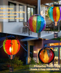 Colorful Hot Air Balloon Solar Lantern With Flickering Flame Light Glass Hanging Outdoor Lanterns Waterproof For Garden Tree Yard Patio Party Decor Solar Powered Night Lighting Cozy Vibe
