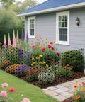 24 Inch High Outdoor Garden Fence Border Edging Roll Made From HDPE With UV Anti Aging Finish Keeps Rabbits And Small Pests Out No Dig Fencing For Easy Install Weatherproof Backyard Yard Patio Decor surrounding a flower bed next to a house