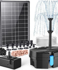Solar Pond Filter With Fountain Pump Kit 8W Outdoor Pond Bird Bath DIY Water Feature with sponges and bio balls