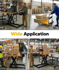 Electric lifting platform cart, 47×28 in platform, 41 in lift height, 800 lb capacity, locking brake wheels