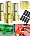 Cat 1 Quick Hitch Bushing Set For 3-Point Tractor Implements, 2 Pairs Gold Top Link And Shoulder Bushings, Includes Roll Pins, Replaces TK95029, Heavy Duty Quick Hitch Components For Secure Attachments in various angles showing components and their fit with tractors.