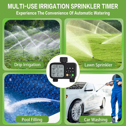 Two Outlet Sprinkler Timer With Rain Delay Manual And Automatic Watering System Digital Outdoor Irrigation Controller Display