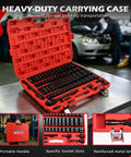 66 Piece One Half Inch Drive Impact Socket Set with Deep and Standard 6 Point Cr-V Sockets in red storage case