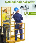 Built Like A Tank 45 By 43 Forklift Safety Cage 1400 Lb Weight Capacity for two workers during maintenance tasks.