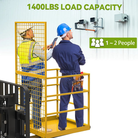 Built Like A Tank 45 By 43 Forklift Safety Cage 1400 Lb Weight Capacity for two workers during maintenance tasks.