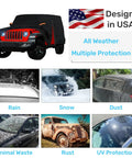 Jeep Wrangler 2 Door Waterproof Car Cover Highly Adjustable All Weather Outdoor Protection With Driver Door Zipper Custom Fit