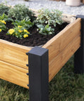 Teak Wood Raised Garden Bed Planter Box With Galvanized Steel Legs And Mesh Liner For Outdoor Gardening On Patio Balcony Deck Or Porch Built To Last With Water Repellent And Rot Resistant Teak And A 5 Year Warranty