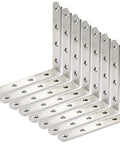 Heavy Duty 6x6 Inch Right Angle Shelf Brackets, 4mm Thick Stainless Steel Corner Braces In Brushed Nickel, 8 Pack