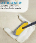 Long Handle Deck Brush With 50 Inch Reach For Shower And Outdoor Cleaning, Scrubber Broom in use on wet carpet