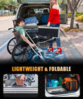 Premium 4 Foot Portable Wheelchair Ramp For Home Steps Features Non Slip Grip Built Tough, shown being loaded into a vehicle.