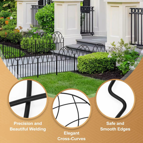 Garden Fence Set With No Dig Ground Stakes Arched Metal Panels For Dog Barrier And Flower Bed Edging Easy Install