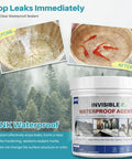 High Performance Clear Waterproof Sealant And Hassle Free Leak Stopping Coating For Home And Shed Repairs 35 Oz in bucket, before and after leak test.