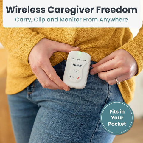 Bed Alarm System For Seniors With Wireless Sensor Pad And Pager Fall Prevention For Dementia Care, Long Range Alerts, Custom Volume Or Vibration, No Fuss Tool Free Setup, Easy Caregiver Monitoring, Peace Of Mind, pocket pager on jeans