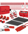 OSHA Compliant Pro Grade Electrical Lockout Tagout Kit With 34 Devices All In One Bundle Includes Hasps Clamp On And Universal Circuit Breaker Lockouts Tags Plug Lock Loto Locks Set Red Carrying Bag