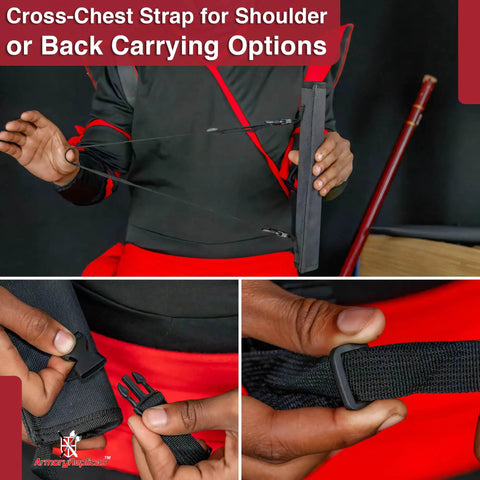 Foam Katana Sword For Practice Bokken Shinai Style Training Sword With Mini Nylon Carrying Case Durable Nylon Construction Secure Inner Lining And Easy Carry Convenience, showing cross-chest strap details