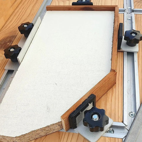 Two Piece T Track Stop Kit For Aluminum T Track Stop Blocks CNC Machining Clamps Low Profile Silver Anodized Locks in use
