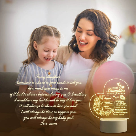 Mother and daughter reading From Niece Or Nephew Night Light Gift For Aunt With Heartfelt Sayings USB Powered Cozy Glow