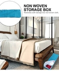 No Fuss Heavy Duty Folding Clothes Storage Bin With Sturdy Handles And Smart Compartments For Bed Sheets Blankets And Closets; folding blue non-woven storage box under bed.