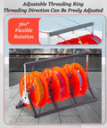 Multi-Spool Wire Rack Dispenser for Electricians with Stainless Steel Frame and Two Rods, showing flexible rotation feature