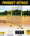 7 By 7 Feet Baseball Pitching Screen With Upgrade Frame For Righties And Lefties Tear Resistant Net With accessories shown.
