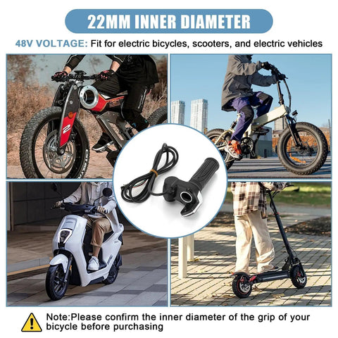 Half Twist Throttle For 22mm Handlebars 48V With LED Display And 2 Lock Keys Ideal For Ebikes Motorcycles And Scooters Easy Install And Precise Power Control For 48V Systems Compatible With Most 48V Electric Bikes
