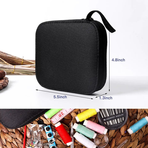 Portable Sewing Kit With Case For Home, Travel, And Quick On The Go Repairs, All In One Emergency Sewing Set with black zippered case