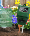 3 In 1 Soil Moisture PH And Light Meter For Indoor And Outdoor Plants Garden Lawn Farm Use Must Have Hygrometer Sensor For Plant Health Watering Schedule And Precise Soil Testing. Green plastic soil meter in garden soil