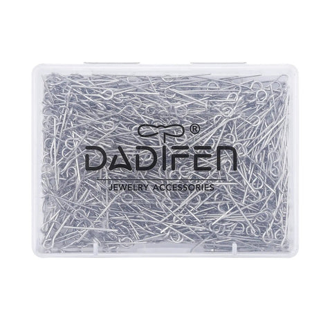 Open Eye Pins for Jewelry Making 304 Stainless Steel 24 Gauge 0.6x20mm Silver 600 Pcs Box Great for Beading Earrings Necklaces Bracelets Dangles Charms and DIY Findings in plastic case