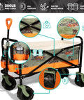 Heavy-Duty Collapsible Beach Wagon with All Terrain Wheels, large storage, adjustable handle, cup holders, utility cart