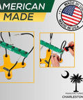 Four Gooseneck Soldering Helper with Sturdy Base and Rotating Stainless Alligator Clamps in use, American made