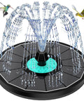 Cyan Flower Solar Fountain Upgrade 3.5W With 7 Nozzles And 4 Fixed Pipes For Bird Bath Garden Pond Pool Hummingbirds Solar Powered Water Feature For Your Yard showcasing water spray with hummingbirds.