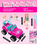 Kid Friendly Remote Control Car With Doll Seat Fits Two 5.5 Inch Dolls 2.4GHz RC Toy For Girls Easy Peasy Operation Pink Ride